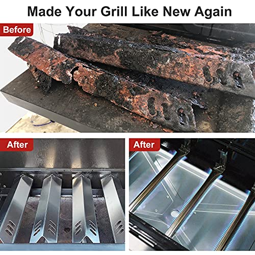 Grill Replacement Parts for Dyna-Glo DGF493BNP DGF510SBP DGB610SSP DGH483CRP DGB494SPB, BHG Grill BH15-101-099-02, Backyard Grill BY14-101-001-02, 4 Pack BBQ Grill Heat Shields and Grill Burners