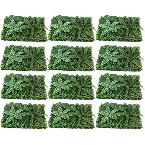 Artificial Hedges Panels, Greenery Wall Backdrop Topiary Hedge Plant Panels, 12PCS 23.62" x 15.75" x 1.57" Boxwood Ivy Privacy Fence Screening, UV Protected Faux Greenery Mats (Spring Mix Style#B)