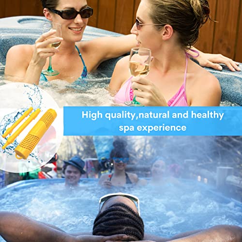 GEMINIGAMER2 Spa in-Filter Mineral Sticks Parts for Hot Tub Filter Cartridge-Includes 6 in1 Test Strips for Hot Tubs -2 Pcs (Yellow)