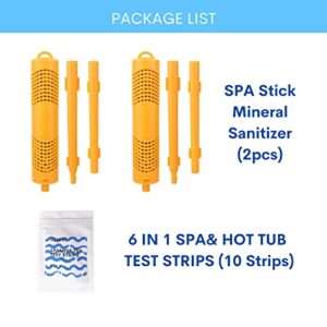 GEMINIGAMER2 Spa in-Filter Mineral Sticks Parts for Hot Tub Filter Cartridge-Includes 6 in1 Test Strips for Hot Tubs -2 Pcs (Yellow)