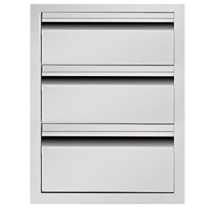 atatod 14″ w outdoor kitchen drawer stainless steel bbq triple drawer flush mount for outdoor kitchen island(overall size:14″ w x 21″ h x 23″ d inch)