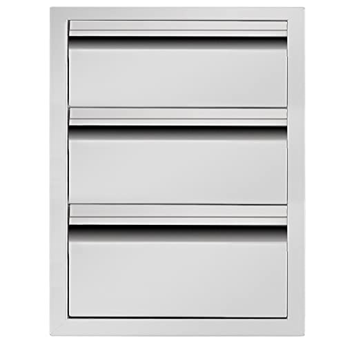 Atatod 14" W Outdoor Kitchen Drawer Stainless Steel BBQ Triple Drawer Flush Mount for Outdoor Kitchen Island(Overall Size:14" W x 21" H x 23" D inch)