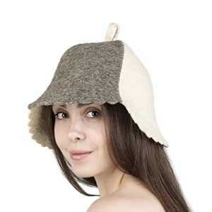 ASKOLD Wool Sauna Hat Gray White Colors - Sauna Hat Finnish - Ukraine Sauna Hat Wool - Russian Banya Hat for Men - Sauna Hat for Men - Sauna Hats Russian