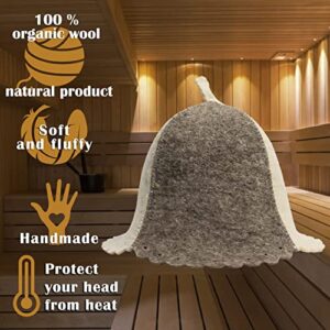 ASKOLD Wool Sauna Hat Gray White Colors - Sauna Hat Finnish - Ukraine Sauna Hat Wool - Russian Banya Hat for Men - Sauna Hat for Men - Sauna Hats Russian