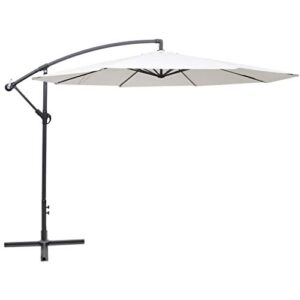 hllnme 11.5ft patio offset hanging umbrella deluxe outdoor cantilever umbrella with easy tilt for garden, backyard, patio, pool, sand white