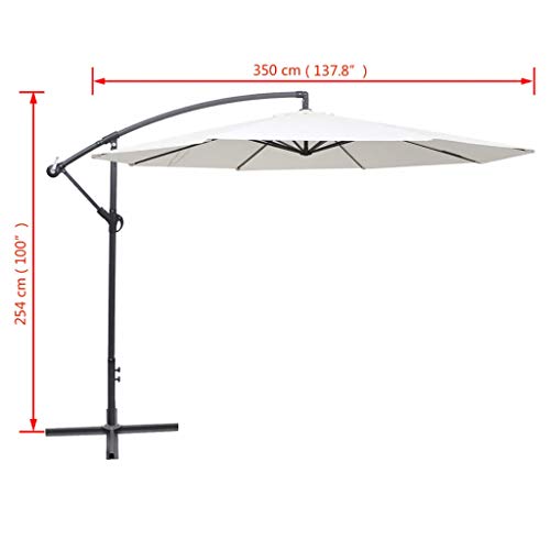 HLLNME 11.5ft Patio Offset Hanging Umbrella Deluxe Outdoor Cantilever Umbrella with Easy Tilt for Garden, Backyard, Patio, Pool, Sand White