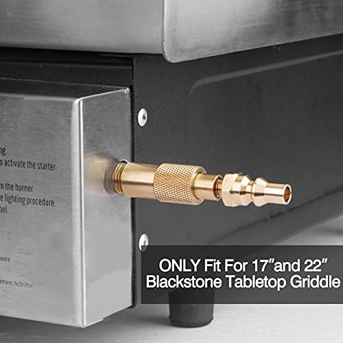 X Home 1/4 Inch RV Propane Quick Connect Adapter for Blackstone Griddle, 17 Inch and 22 Inch Tabletop Griddle, Solid Brass Conversion Fitting