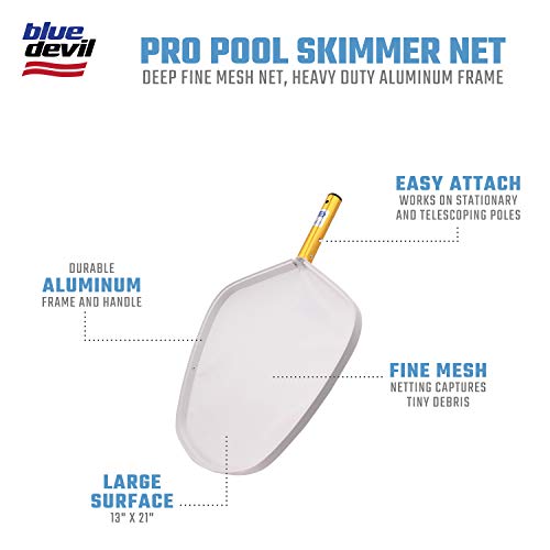 Valterra Blue Devil B4105 Pool Skimmer with Deep, Fine Mesh Net and Heavy Duty Aluminum Frame