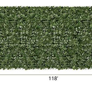 Artificial Ivy Privacy Fence Screen, Faux Ivy Leaves Hedge Fence and Vine,Heavy Duty Fencing Mesh Shade Net Coverfor Wall Home Outdoor Decor, Garden, Yard Decoration (Green) (118', 59')