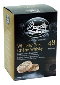 bradley smoker bisquettes for grilling and bbq, whiskey oak special blend, 48 pack