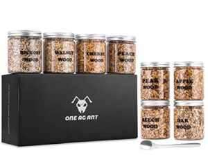 natural wood chips for smoker and smoking gun-set of 8 variety pack-hickory, oak, cherry, apple, peach, beech, walnut, pear-3.5 oz each great for smoking beef chicken fish cocktail whiskey & drinks