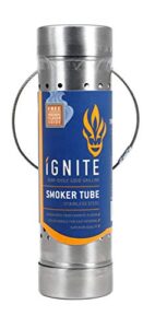 ignite chip tube smoker 9″ – transform your home grill into a smoker – works with pellets and wood chips – sturdy reliable design