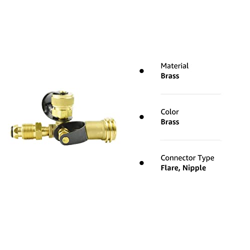 Stanbroil Propane Brass Tee with 4 Port Adapter for Motorhomes Tank RV Camping-Solid Brass