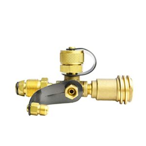 Stanbroil Propane Brass Tee with 4 Port Adapter for Motorhomes Tank RV Camping-Solid Brass