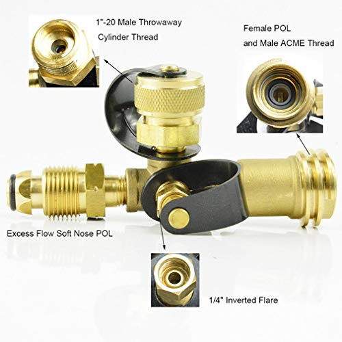 Stanbroil Propane Brass Tee with 4 Port Adapter for Motorhomes Tank RV Camping-Solid Brass