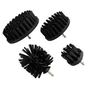 abn power scrubber cleaning brush set for 1/4in drive drill – 4 piece black hard bristle shower scrubber, baseboard cleaner, scrubbing brush kit set for home and auto car, boat, deck, hot tub, carpet