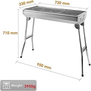 Charcoal Grill, Stainless Steel Camping Grill, Portable BBQ Grill Large Folding Barbecue Grill, Hibachi Grill for Outdoor Picnic, Patio, Garden Backyard & Camping, Suitable for 6 to 13 people