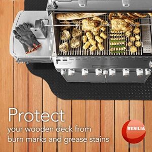 RESILIA - Large Under Grill Mat - Black Diamond Plate, 72 x 48 inches, 12-inch Splatter Protection Lip, for Outdoor Use