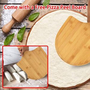 GEEBOBO Pizza Stone for Oven and Grill, Free Wooden Pizza Peel Paddle,Durable and Safe Pizza Stone for Grill,Thermal Shock Resistant Cordierite Cooking Stone,baking stone (12 inch)