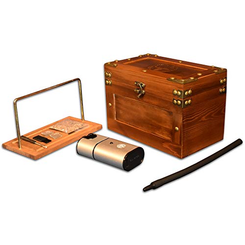 Cocktail Smoker Box Smoking Gun Wood Smoke Infuser I Indoor Smoker Wooden Box 9”x 5” x 6” with Smoke Infuser 4.7” x 2.4” x 1.4” I Portable Smoke Generator Smoking Accessories