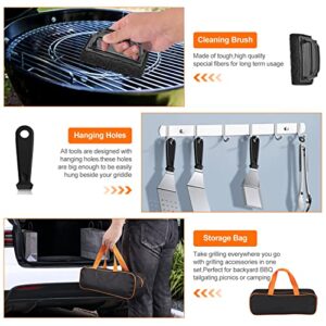 Blackstone Griddle Accessories Kit, 14pcs Flat Top Grill Accessories Set for Blackstone and Camp Chef, Enlarged Spatulas, Basting Cover, Scraper, Tongs, Grill Spatula Kit for Outdoor BBQ