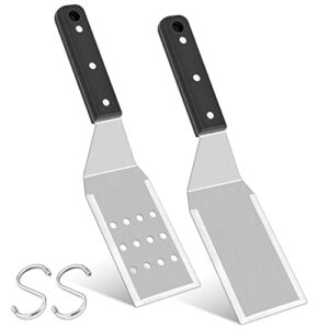 joyfair metal spatulas for griddle set of 2, stainless steel slotted spatula for bbq flat top grilling/ kitchen cooking, griddle turner flipper with riveted handle for burger cookie brownie pancake