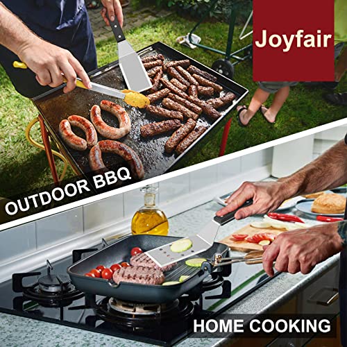 Joyfair Metal Spatulas for Griddle Set of 2, Stainless Steel Slotted Spatula for BBQ Flat Top Grilling/ Kitchen Cooking, Griddle Turner Flipper with Riveted Handle for Burger Cookie Brownie Pancake