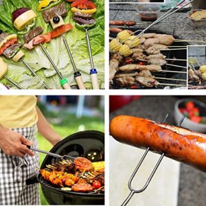 HOOPLE 8PC Marshmallows Roasting Sticks - Essential Camping Accessory 32In Extendable Stainless Steel Fork, Smores Kit, Smores Skewers for Fire Pit Kit, Hot Dogs & Smores Sticks.