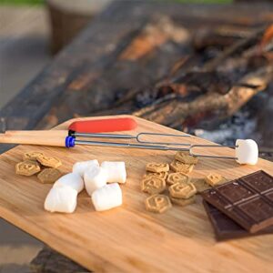 HOOPLE 8PC Marshmallows Roasting Sticks - Essential Camping Accessory 32In Extendable Stainless Steel Fork, Smores Kit, Smores Skewers for Fire Pit Kit, Hot Dogs & Smores Sticks.