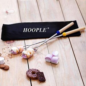 HOOPLE 8PC Marshmallows Roasting Sticks - Essential Camping Accessory 32In Extendable Stainless Steel Fork, Smores Kit, Smores Skewers for Fire Pit Kit, Hot Dogs & Smores Sticks.