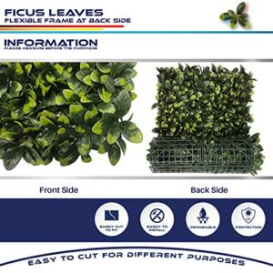 Windscreen4less Artificial Faux Ivy Leaf Decorative Fence Screen 20'' x 20" Boxwood/Milan Leaves Fence Patio Panel, Ficus 4 Pieces