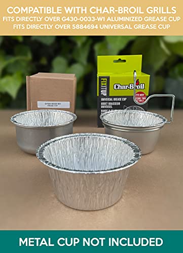 (20 Pack) Grease Cup Foil Liner Compatible with Char-Broil Grills G430-0033-W1 Aluminized Grease Cup and Model 5884694 Universal