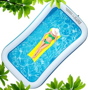santabay inflatable pools, kiddie swimming pool for kids, above ground pool 120″ x 72″ x 22″ full-sized blow up pools for backyard outdoor family pool for toddler adults age 3+