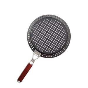 hovico nonstick grilling 12″ skillet with removable handle, nonstick grilling tray durable grill pans with holes for outdoor grill small and big topper baskets bbq accessories for vegetable, fish