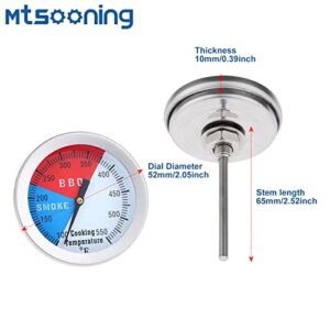 2PCS Grill Thermometer, BBQ Charcoal Grill Pit Smoker Temp Gauge with Fahrenheit and Heat Indicator for Smoker Grill Wood Charcoal Pit, Heat Indicator Grill Temp Thermometer