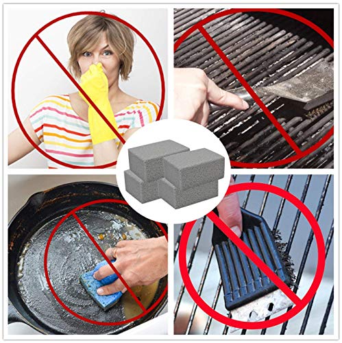 Kelfuoya Elaziy Grill Griddle Cleaning Brick Block Ecological Grill Cleaning Brick De-Scaling Cleaning Stone for Removing Stains BBQ(4 Pack)…