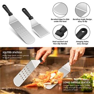 Joyfair Griddle Accessories Kit, 27Pcs Stainless Steel Griddle Accessory Grill Tools Set for Outdoor BBQ Flat Top, Included Metal Spatulas, Scraper, Storage Bag, Heat Resistant & Dishwasher Safe