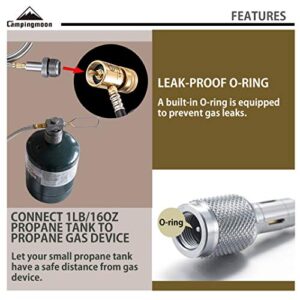 CAMPINGMOON Propane Gas Device Adapter with Extend Hose(41"/105cm), Input: 16oz/1Lb Small Propane Canister, Output: Propane Gas Stove Z22/Z29-105