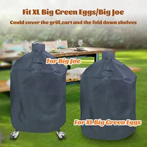 Cover for Extra Large for Big Green Egg,Weather Resistant Grill Cover fit Kamado Big Joe Accessories(34" L x 48" H,Grey)
