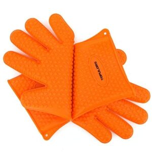 BBQ Grilling Gloves Oven Mitts Gloves for Cooking Baking Barbecue Potholder（Orange）