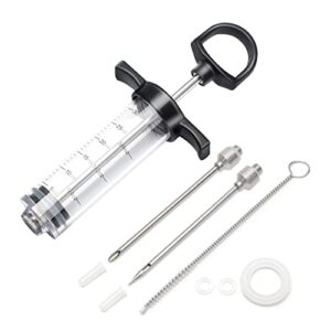 grill bump meat injector, meat injectors for smoking, meat injector syringe comes with 2 marinade injector needles; injector marinades for meats, turkey, chicken; user manual included, 1-oz