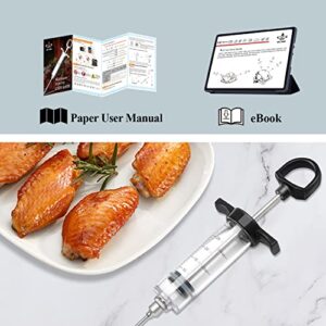 Grill Bump Meat Injector, Meat Injectors for Smoking, Meat Injector Syringe Comes with 2 Marinade Injector Needles; Injector Marinades for Meats, Turkey, Chicken; User Manual Included, 1-oz