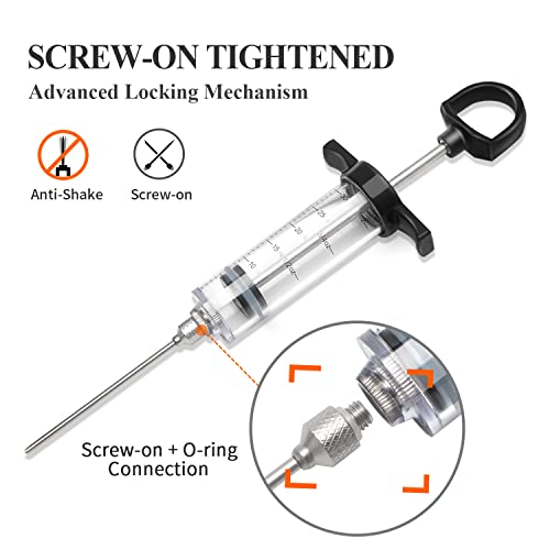 Grill Bump Meat Injector, Meat Injectors for Smoking, Meat Injector Syringe Comes with 2 Marinade Injector Needles; Injector Marinades for Meats, Turkey, Chicken; User Manual Included, 1-oz