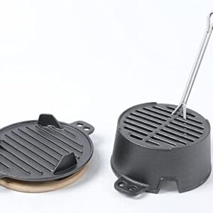 HAWOK Pre-seasoned Hibachi Grill, Charcoal Grill for Outdoor Camping BBQ Cooking……