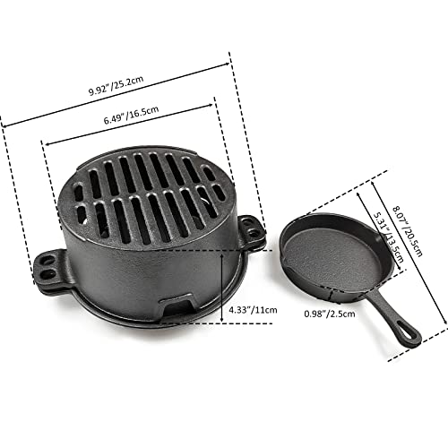 HAWOK Pre-seasoned Hibachi Grill, Charcoal Grill for Outdoor Camping BBQ Cooking……