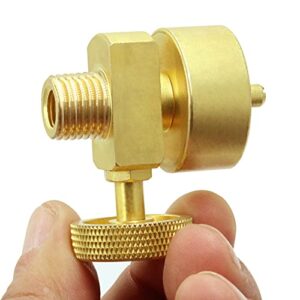 mcampas disposable adjustable pressure propane gas regulator valve,1lb tank connection needle valve x 1/4″ npt male (tapped m8 female) adapter fitting