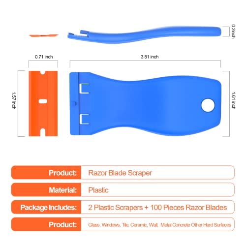 HELEMAN BBQ Grill Scraper Gifts for Men and 2 Pack Plastic Razor Blade Scraper Tool