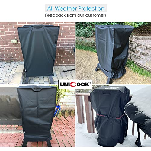 Unicook 30 Inch Electric Smoker Cover, Heavy Duty Waterproof Smoker Grill Cover, Fade and UV Resistant Square Vertical Smoker Cover, Durable and Convenient, 18" W x 17" D x 33" H