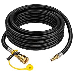 patiogem 20 ft quick connect propane hose for rv to grill, rv propane quick connect hose, quick disconnect propane hose extension with 1/4″safety shutoff valve for grills, griddles, stove, heater