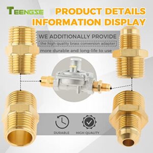 TEENGSE 1/2" Natural Gas and Liquefied Interchange Pressure Regulator, Natural Gas Pressure Regulator with 2 Brass 1/2" NPT conversion adapter for NG/LPG Applications